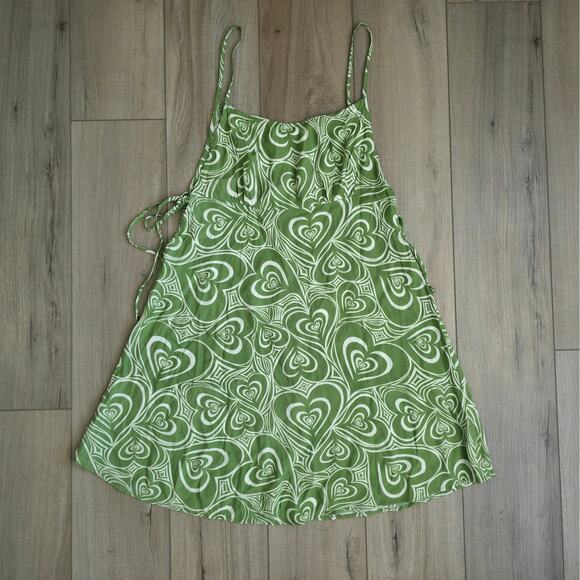 Lisa Says Gah Yolande Mini Dress Wild Hearts Green Dress Women Sz L NWT - Picture 15 of 16